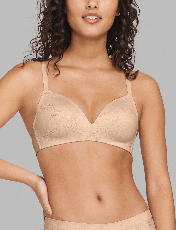 Women's Versatile Apparel Second Skin Comfort Lace Lightly Lined Wireless Bra