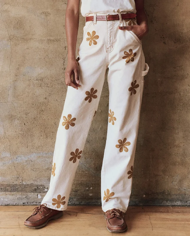 Affordable Women's Apparel The Carpenter Pant with Daisy Stamp. -- Natural