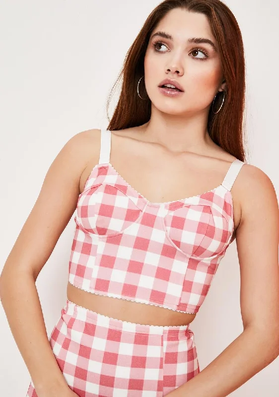 Women's Activewear Garments We Belong Together Gingham Bustier Top