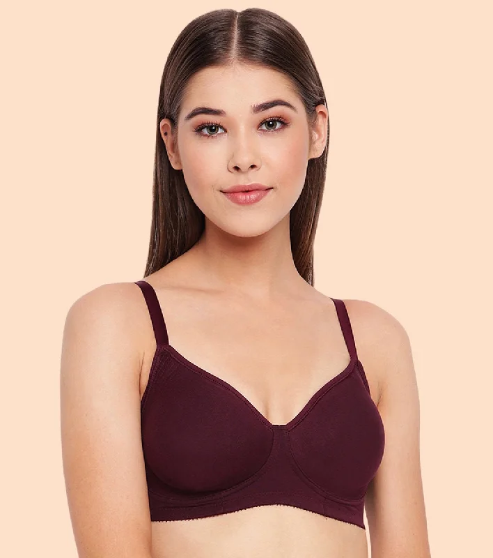 Women's Clothing For Holiday Travel Enamor Fab-Cool A042 Side Support Shaper  Stretch Cotton Everyday Bra for Women- High Coverage, Non Padded and Wirefree - Purple