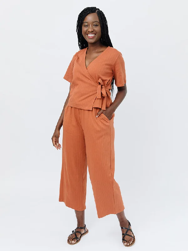 Women's Weekend Outfit Fae Wide Leg Pant- Sandstone Rib Knit