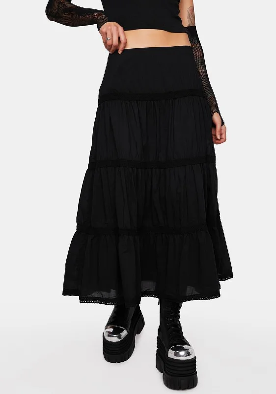 Women's Athleisure Apparel Raven Ruffle Maxi Skirt