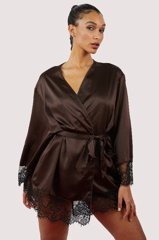 Women's High-Fashion Clothes Alaia Chocolate Brown Caged Kimono