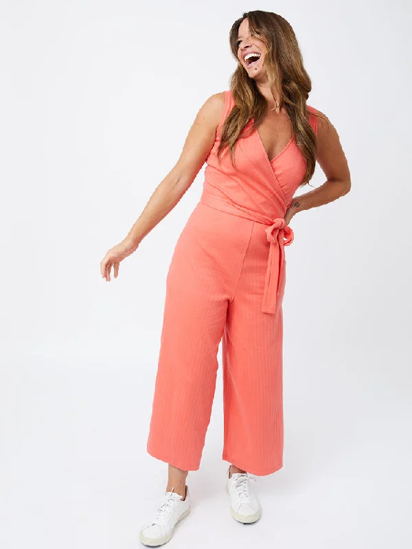 Women's Plus-Size Casual Outfit Rita Jumpsuit - Melon Rib Knit