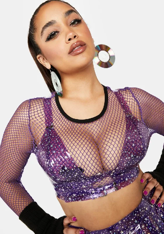 Women's High-Fashion Clothes Plus Violet Chasing Starlight Vinyl Bustier