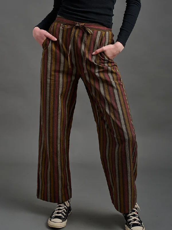 Women's Vintage-Inspired Clothing Emmy Drawstring Pant - Chocolate Stripe