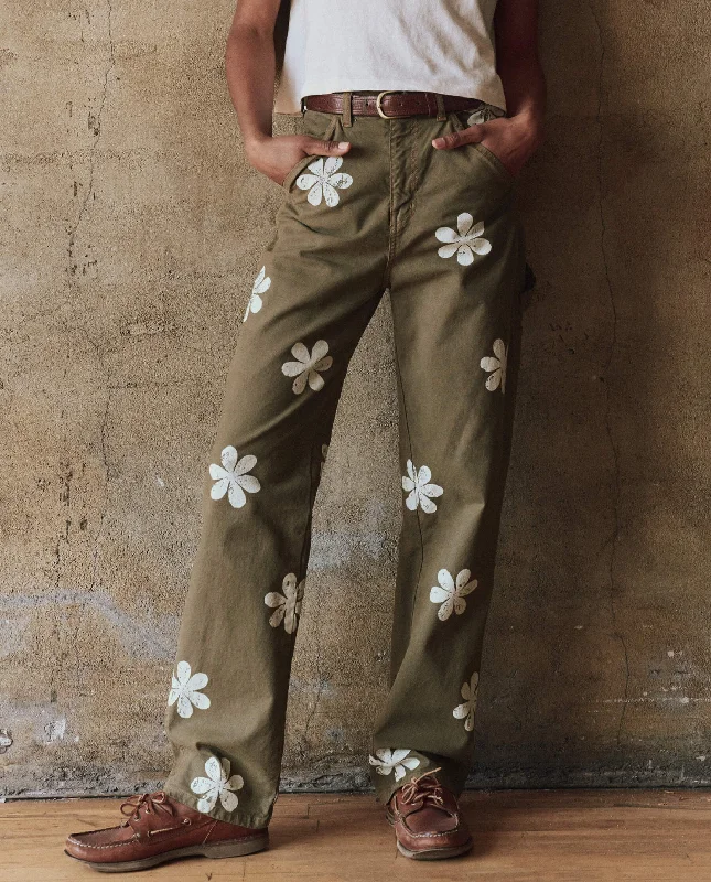 Women's Apparel The Carpenter Pant with Daisy Stamp. -- Army