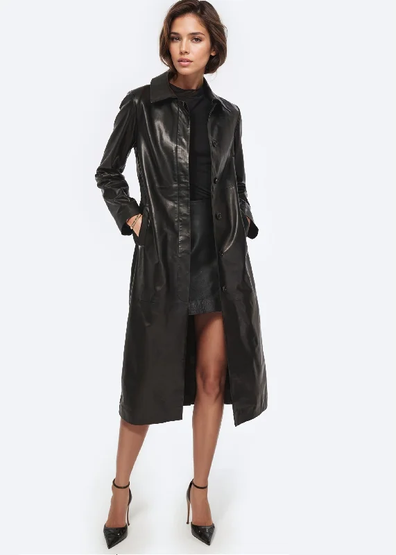 Stylish Women's Clothing Eddie Genuine Leather Coat Black