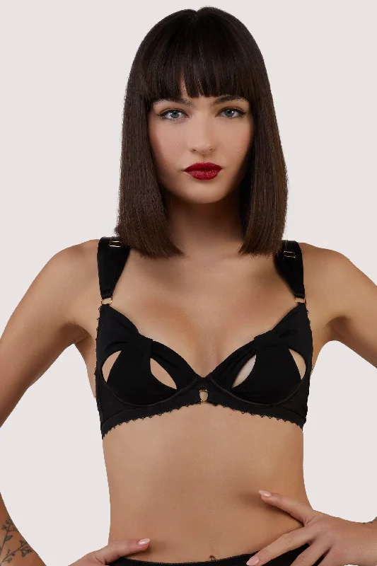 Women's Plus-Size Apparel Anita Black Mesh Cut Out Bow Bra