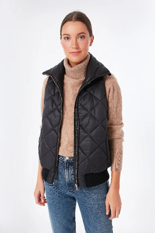 Women's Evening Wear Attire Black Jackson Quilted Vest