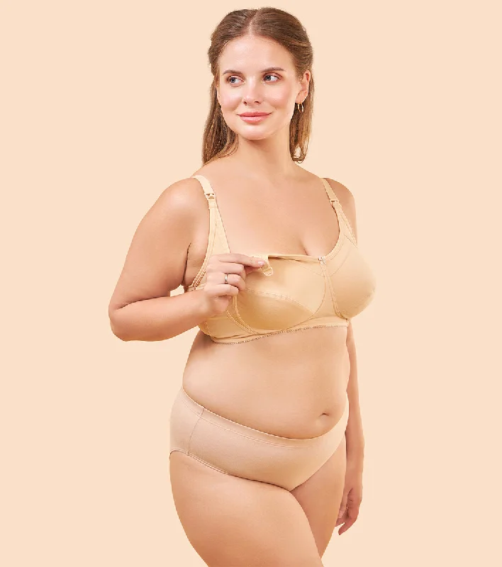 Women's Evening Apparel Enamor Eco-Melange MT02 Sectioned Lift and Support Cotton Nursing Bra for Women- High Coverage, Non Padded and Wirefree - Capri Melange