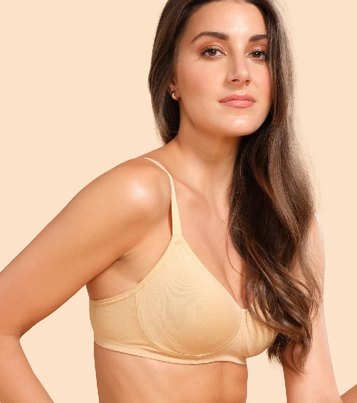 Affordable Women's Clothing Enamor Fab-Cool A042 Side Support Shaper  Stretch Cotton Everyday Bra for Women- High Coverage, Non Padded and Wirefree - Skin