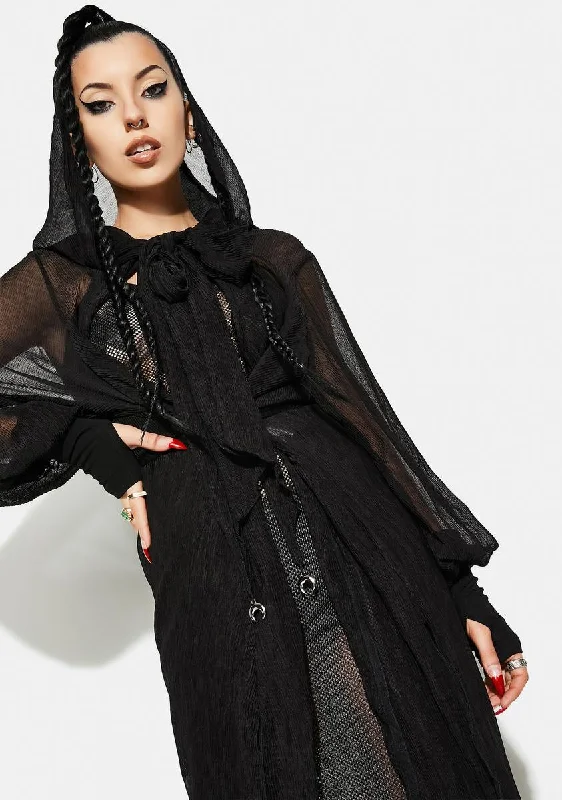 Women's Holiday Clothing Long Pleated Chiffon Coat