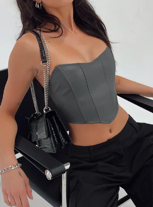 Women's Elegant Apparel Jessica PU Bustier Grey