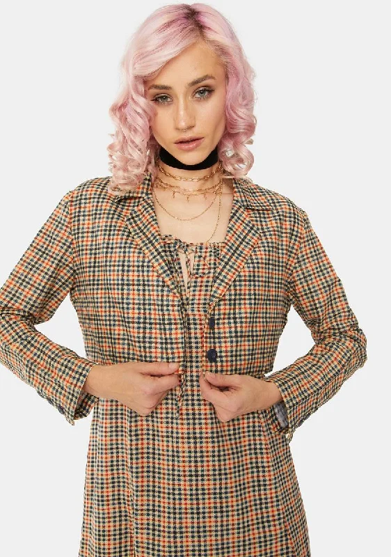 Women's Cozy Winter Attire Country Check Noly Crop Blazer