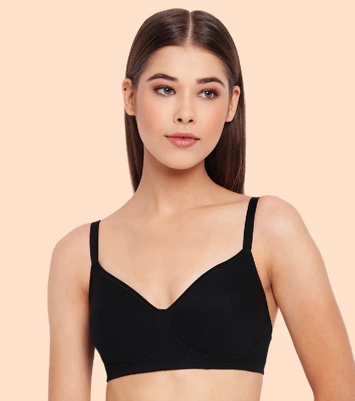 Women's Clothes For The Office Enamor Fab-Cool A042 Side Support Shaper  Stretch Cotton Everyday Bra for Women- High Coverage, Non Padded and Wirefree - Black