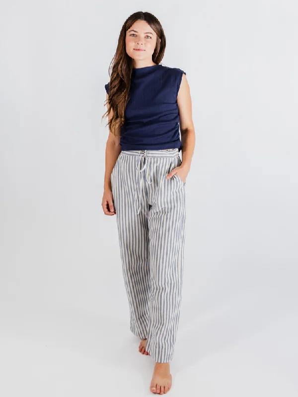 Women's Party Outfit Emmy Drawstring Pant - Pinstripe Blue