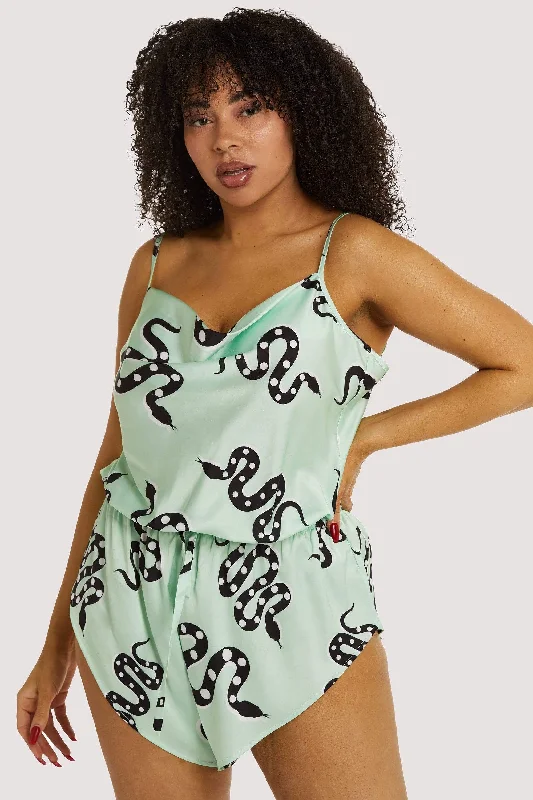 Chic Women's Garments Green Moon Snake Playsuit