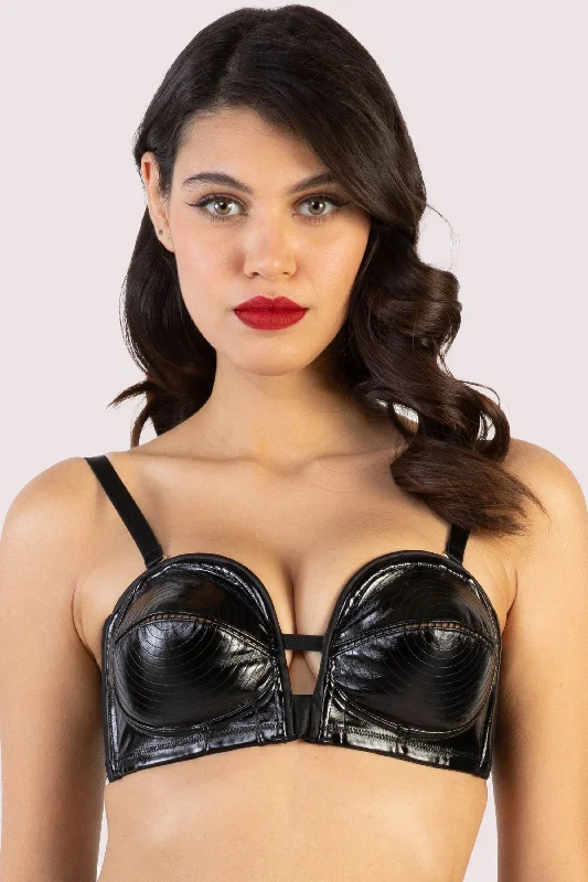 Women's Seasonal Garments Genevieve Black Pvc  Overwired Bra