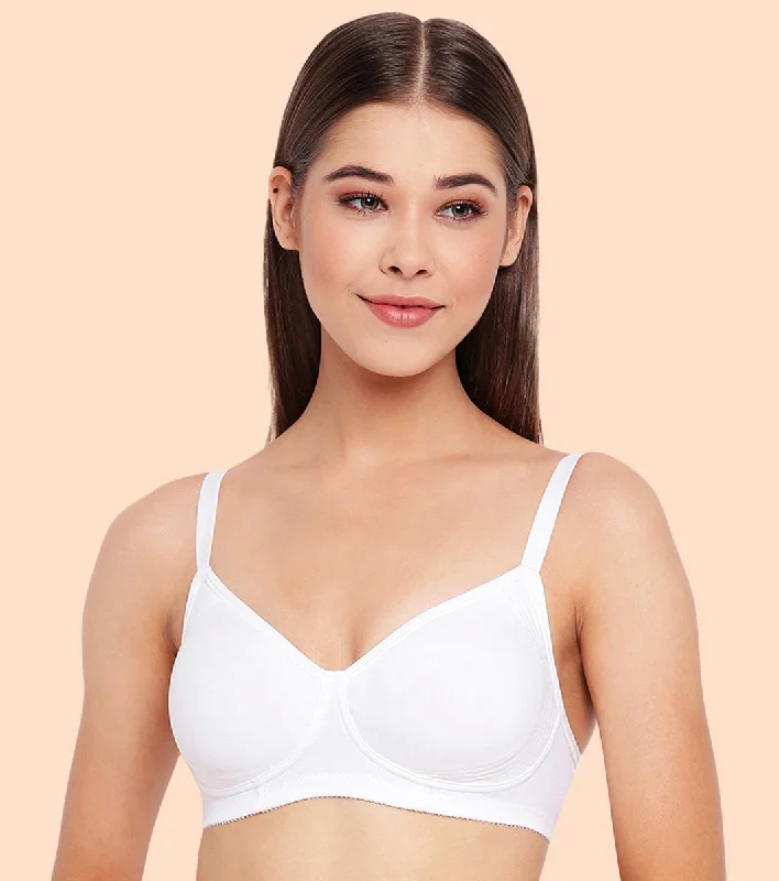 Sustainable Women's Clothes Enamor Fab-Cool A042 Side Support Shaper  Stretch Cotton Everyday Bra for Women- High Coverage, Non Padded and Wirefree - White