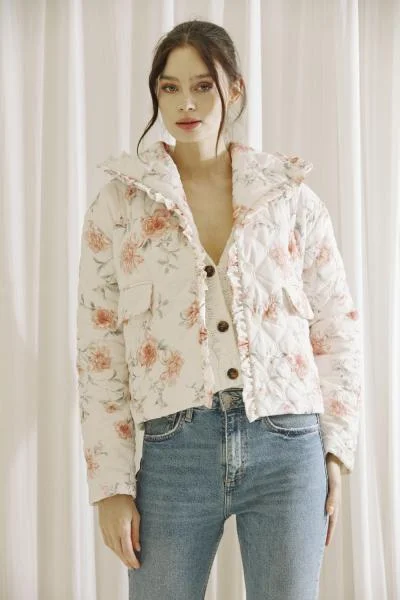 Women's Party Outfit Rebecca Floral Puffer Jacket