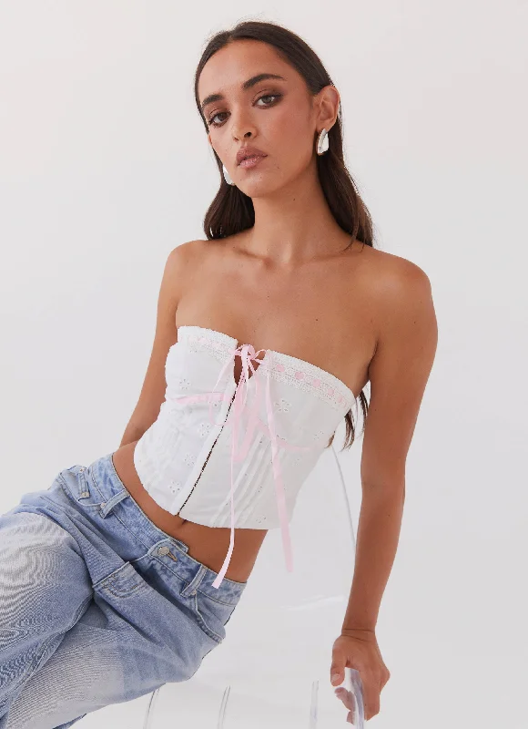 Women's Casual Wear Outfit All My Affection Bustier Top - Pink Ribbon