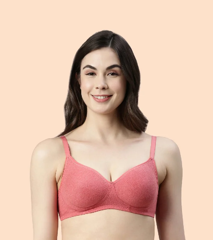 Affordable Women's Clothing Enamor Fab-Cool A042 Side Support Shaper  Stretch Cotton Everyday Bra for Women- High Coverage, Non Padded and Wirefree - Tomato Melange