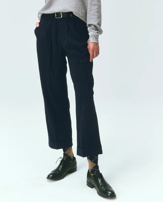 Women's Vintage Attire The Tradesman Pant. -- Navy Pin Stripe