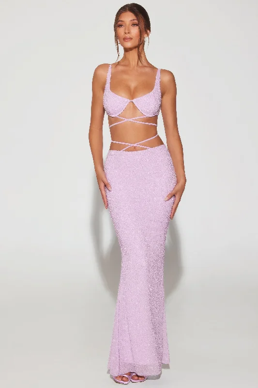 Classic Women's Apparel Embellished Strappy Maxi Skirt in Lilac