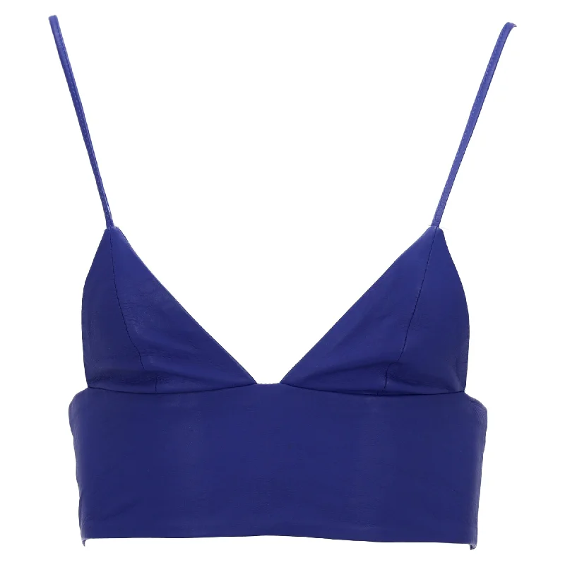 Women's Holiday Clothing T by Alexander Wang Bustier Top in Blue Leather