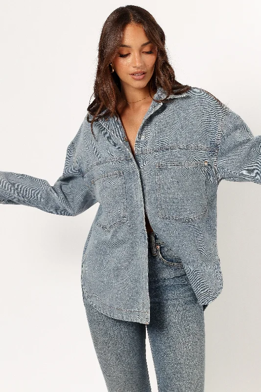 Classic Women's Apparel Cassie Oversized Denim Shacket - Blue