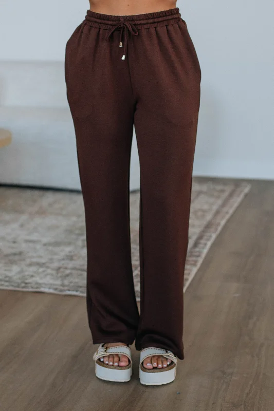 Women's Formal Event Outfit Leave Me To Lounge Pants - Espresso