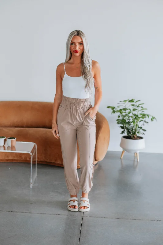 Women's Luxury Garments Amira Joggers - Taupe