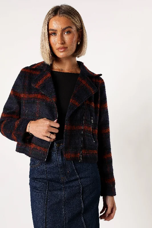 Women's Casual Clothing For Lounging Logan Plaid Jacket - Navy/Teal