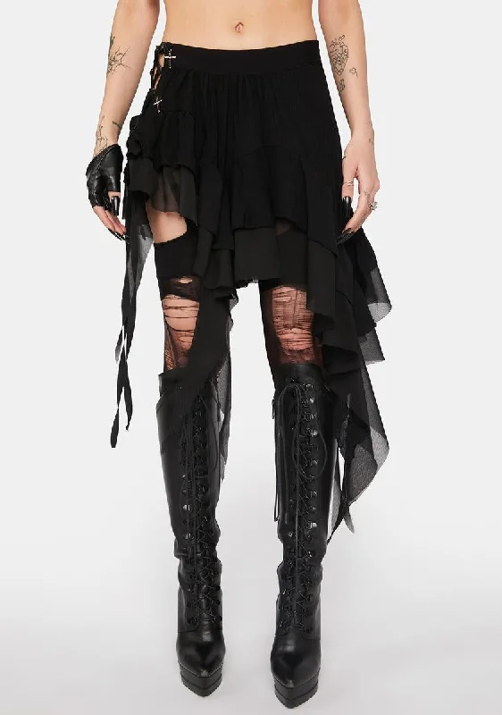 Women's Office Attire Gothic Irregular Tasseled Skirt