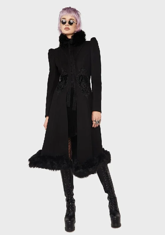 Women's Holiday Attire Gothic Gorgeous Faux Wool Coat