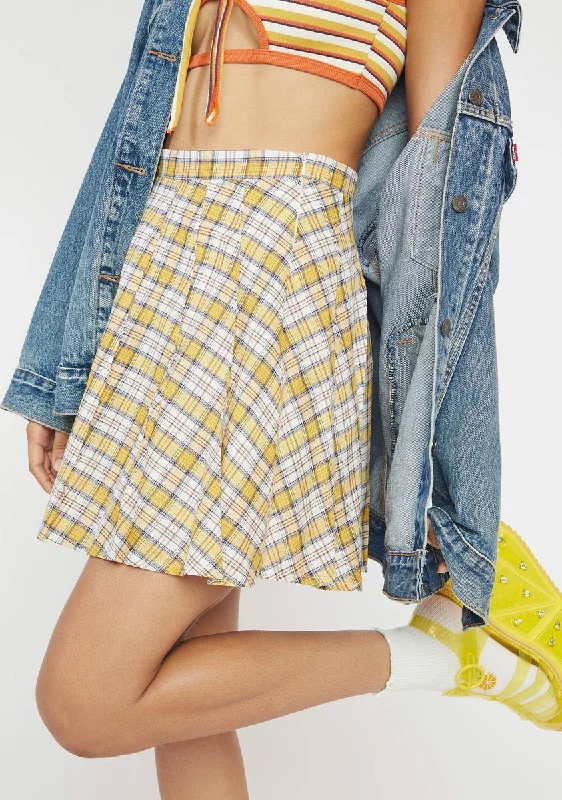 Women's Seasonal Clothing Yellow Plaid Emily Skirt