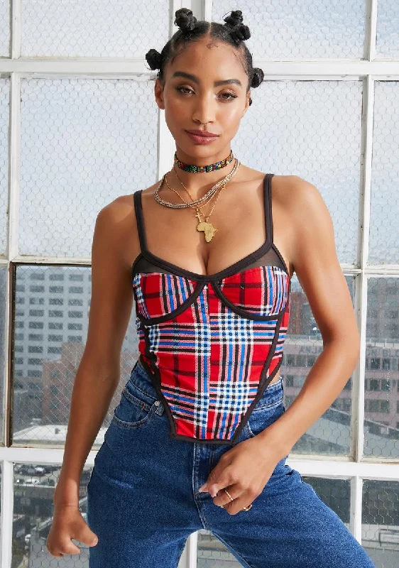 Women's Vintage Garments Lustful Calls Plaid Bustier Top