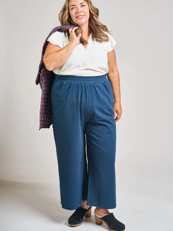 Tailored Clothing For Women Fae Wide Leg Plus Size Pant - Loop Knit Blue