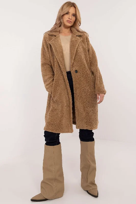 Women's Formal Event Attire Italy Moda Shearling Teddy Winter Coat