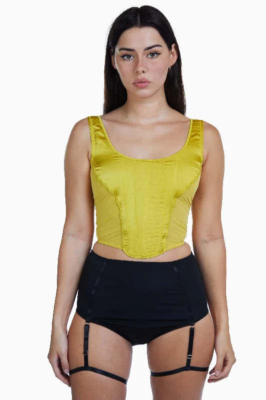 Women's Sporty Chic Clothes Bobbi Panelled Basque Mustard