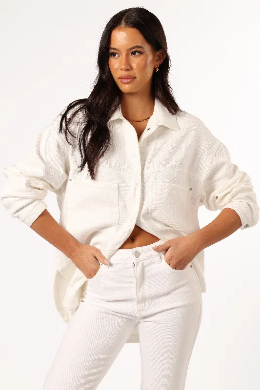 Women's Apparel And Garments Cassie Oversized Denim Shacket - Ivory