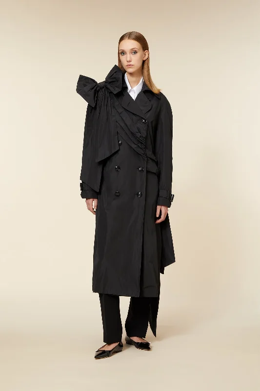 Women's Travel Garments DRAPE BOW TRENCHCOAT