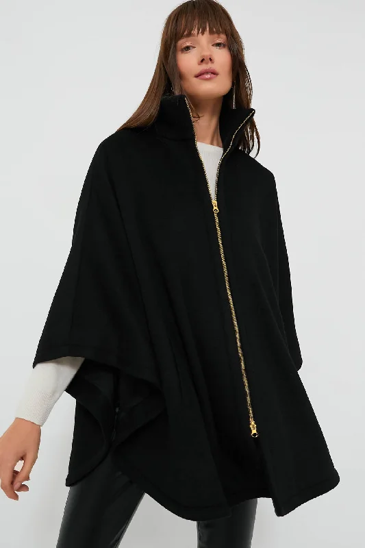 Women's Apparel Black Full Zip Huntington Poncho