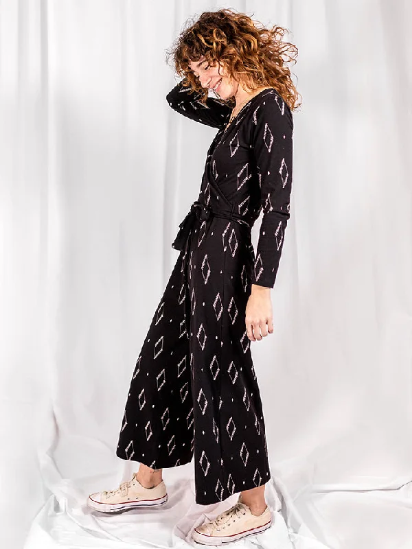 Women's Attire Rita Long Sleeve Jumpsuit - Diamond Vine Black