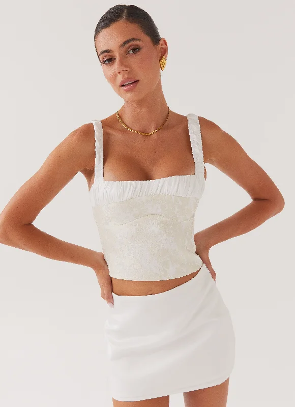 Women's Vacation Outfit Ryder Bustier Top - Ivory Sky