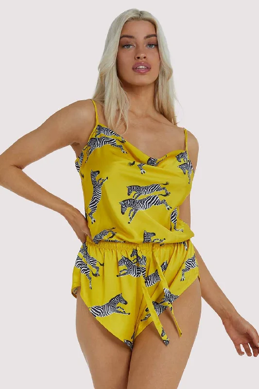 Women's Casual Garments Kilo Mustard Zebra Playsuit