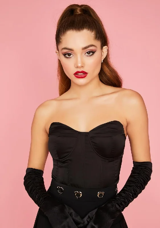 Affordable Women's Attire Noir Share My Love Satin Bustier Top