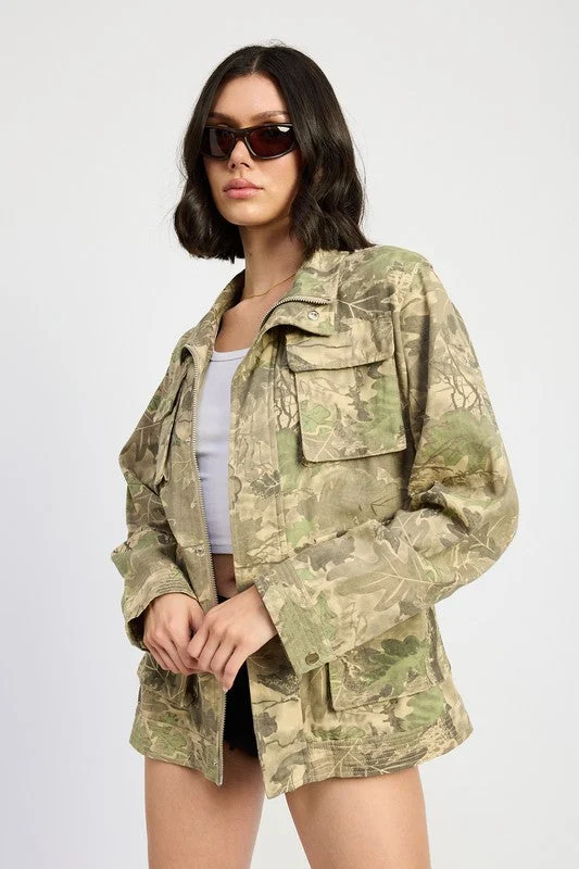 Women's Outerwear Apparel Hot Girl Incognito Camo Twill Jacket