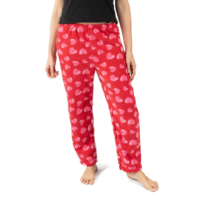 Luxury Women's Clothing Womens Fleece Pajama Pants Heart